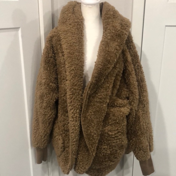 Fashion Nova Women’s Sherpa Open front Coat jacket Caramel in colorSize M/L Warm - Picture 6 of 16